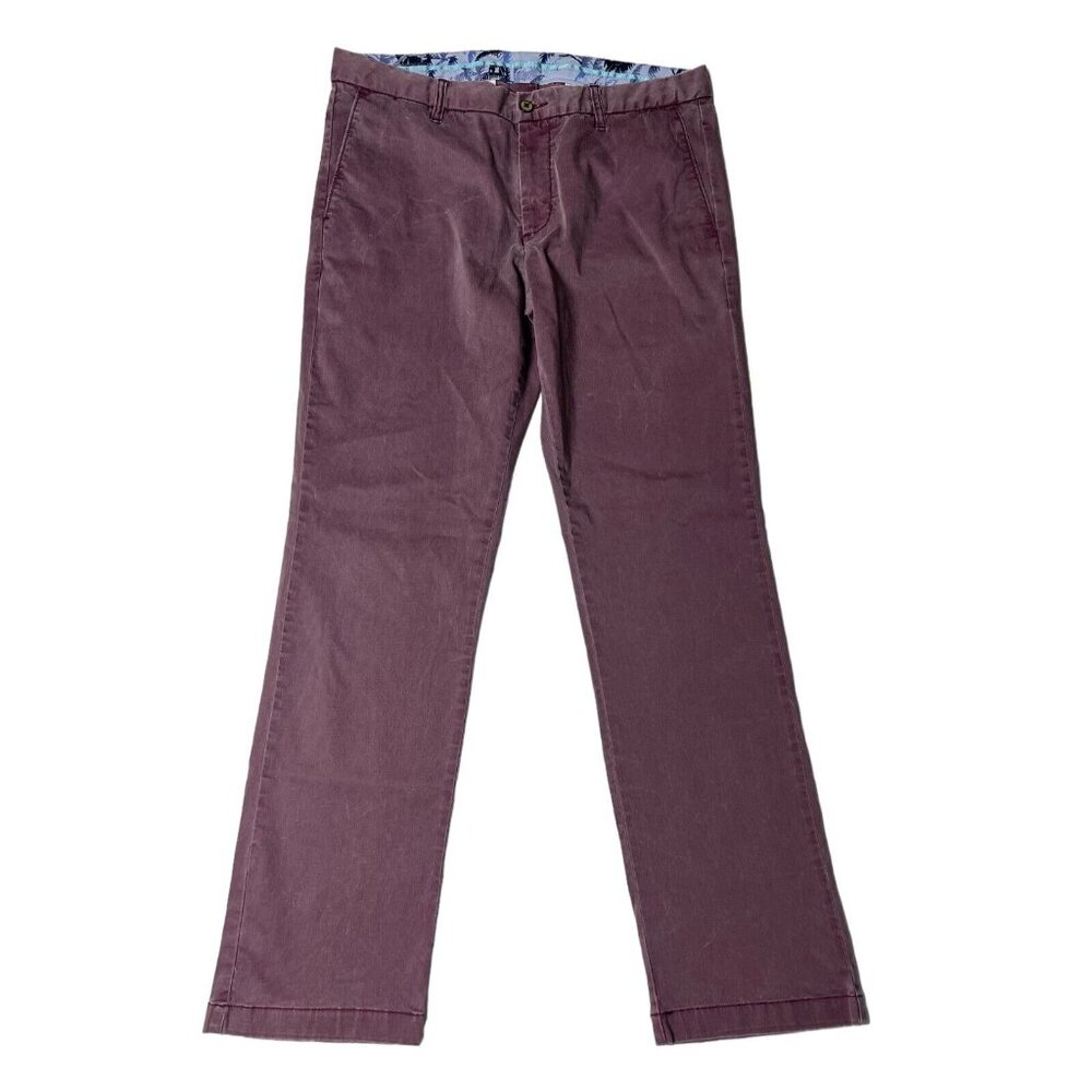 Tommy Bahama Chino Pants Flat Front Blend Red Straight Leg Men's 35X32 Nice